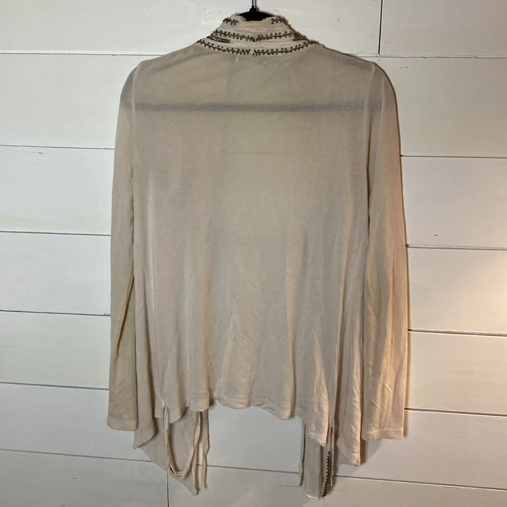 SFERRA Cream Cardigan Sweater Lightweight Knit. Beaded. Size L. Cute and fun!